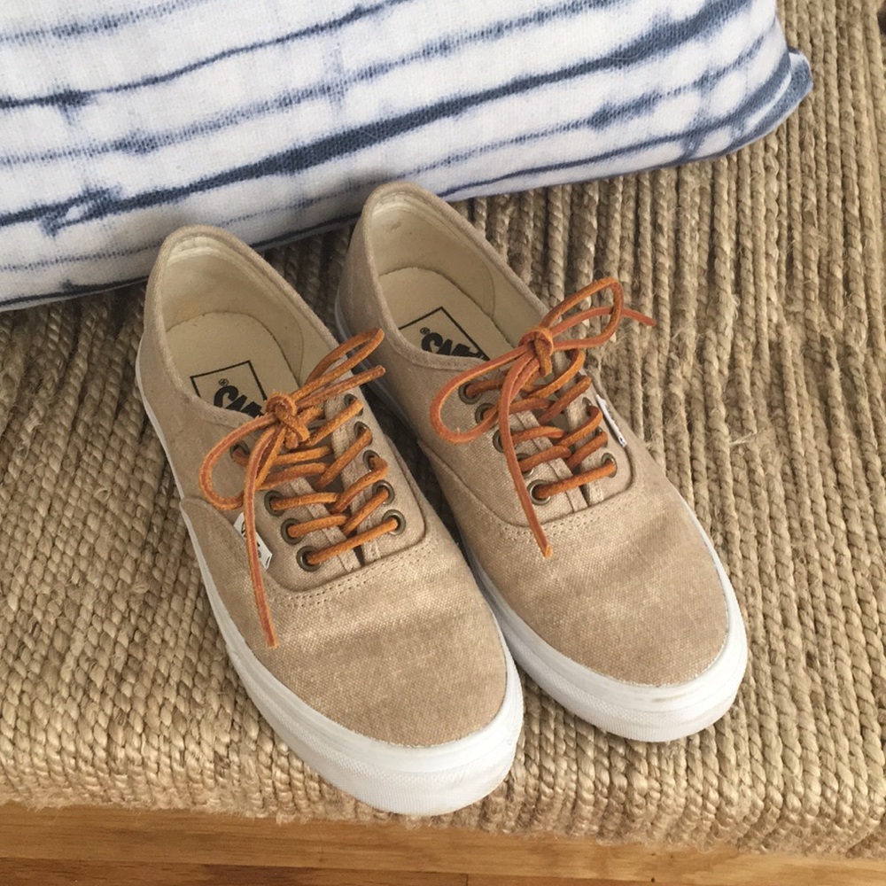 Classic Vans - tan with leather laces. Worn once!